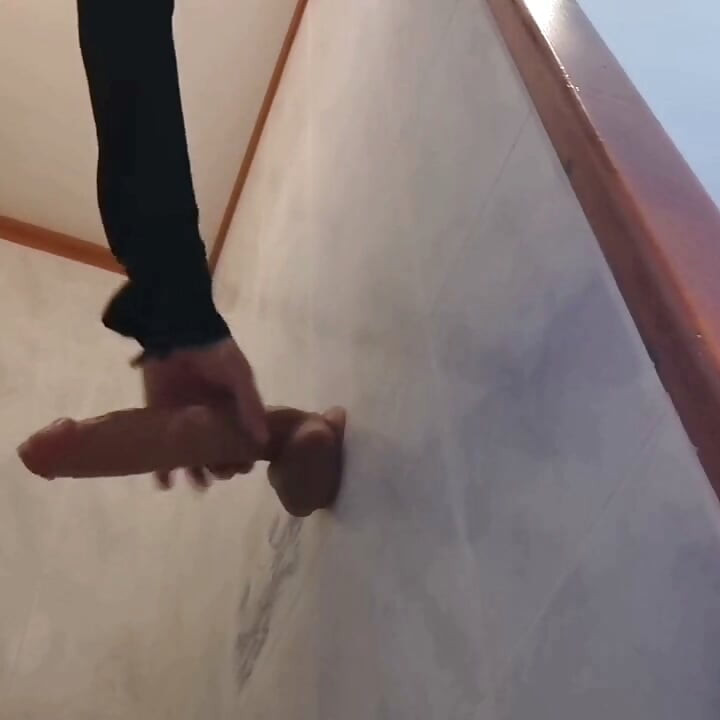 Playing with big anal toy