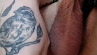 Young guy masturbates his big cock