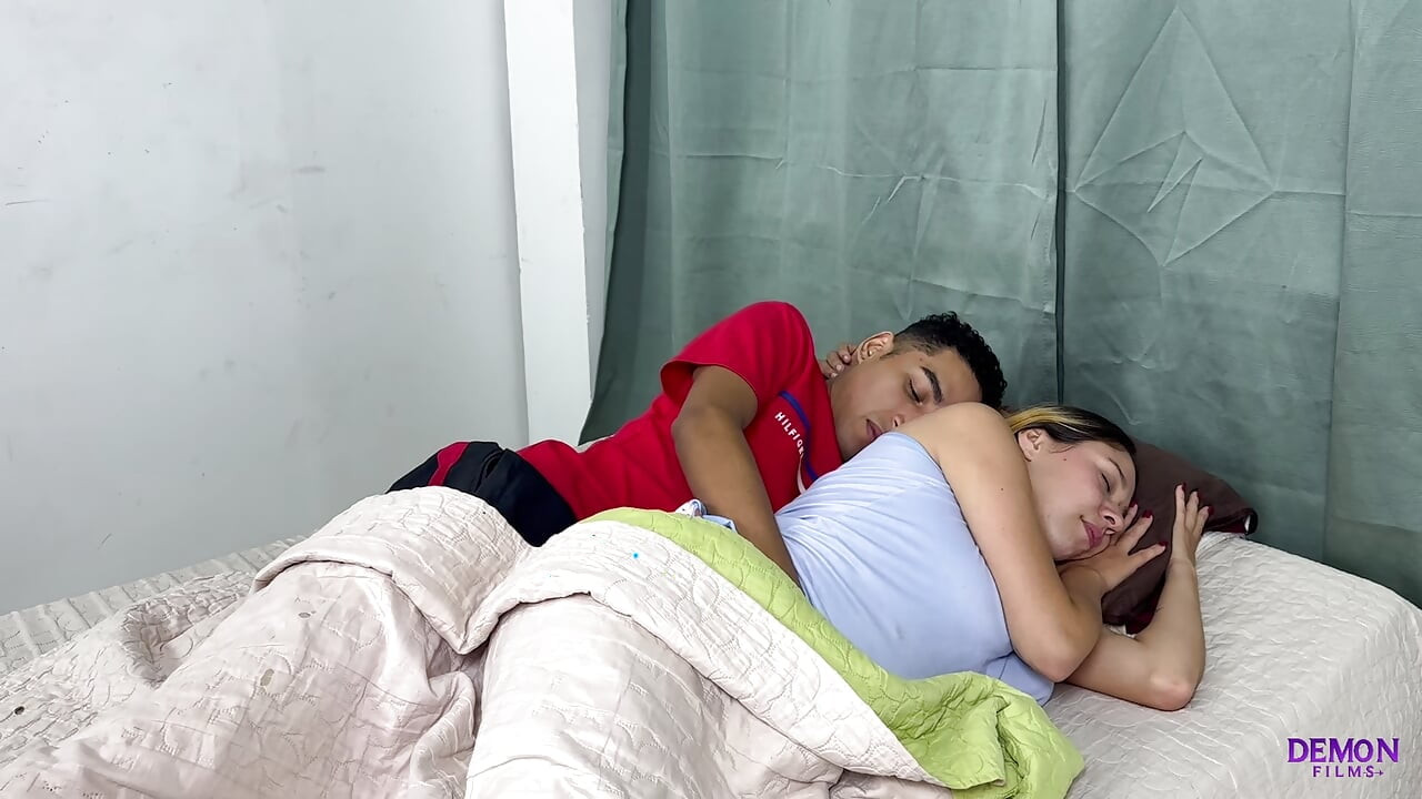 Stepsister catches her step-brother masturbating in front of her and ends up her