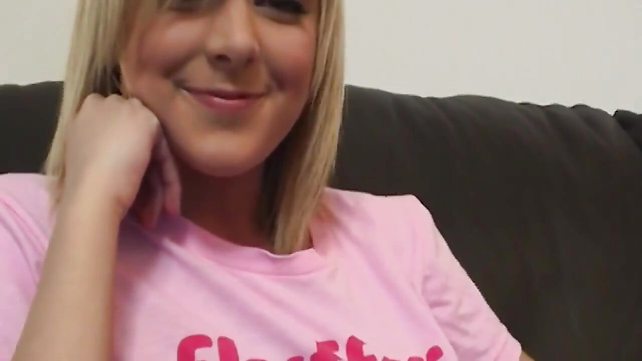 Blonde Stuffer Sucks Finger and Shows Pussy Closeup