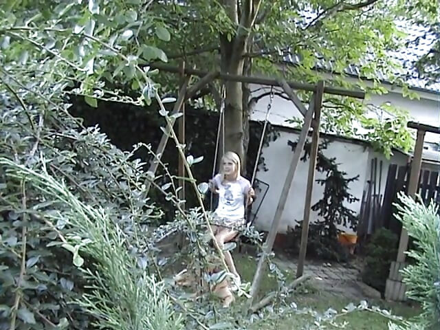 Skinny blonde girl fucking around the house