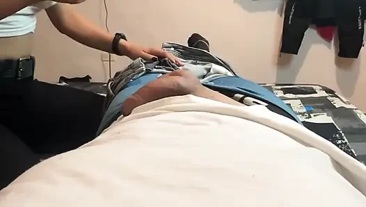 Young Friend with Big Tits and Perfect Ass Gives Blowjob and Fucks in Bed Until She Gets Creampie