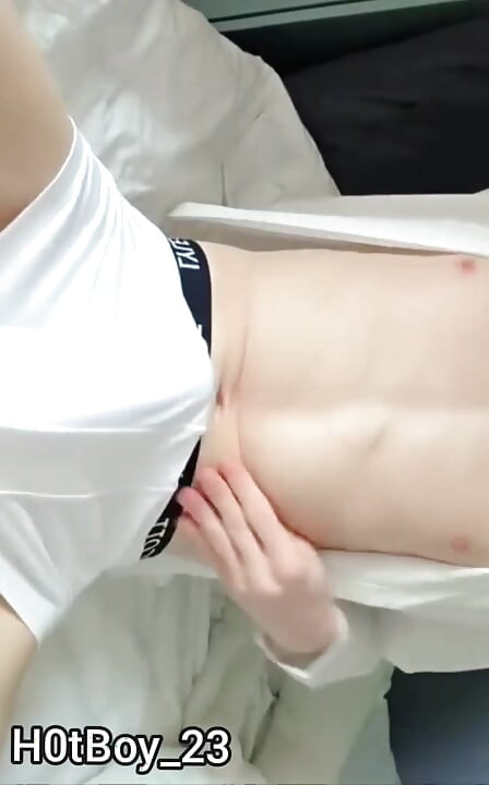 Young man touches his pink ass and masturbates his penis