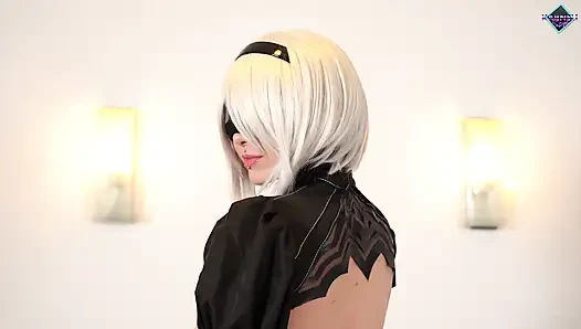 Nier Automata 2B обожает анал и скачет на дилдо. Карнели Банди