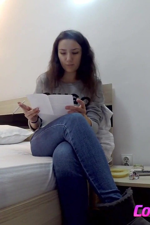 Sexy ass brunette masturbates with converse shoes