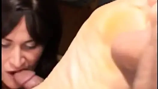 Cum hungry slut in heels takes a mutant black cock in pussy during orgy