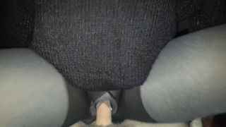 Woman in sweater rides till orgasm.