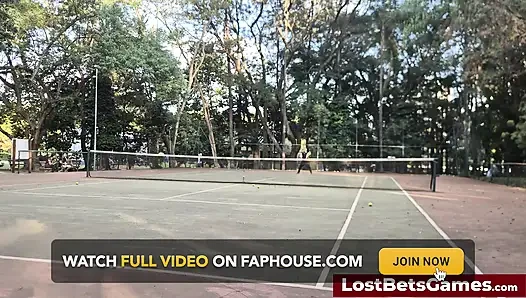 Rafaela and Igor Are Taking Their Strip Tennis Match Outside