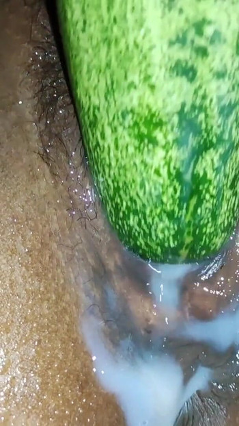 Thrilling moment from "I tried a bigger cucumber and i squirts alot"