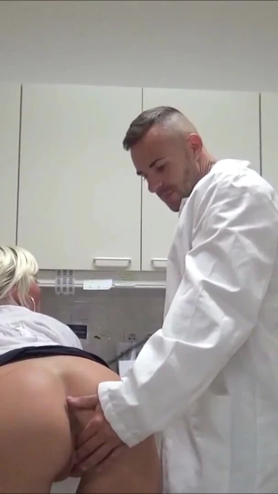 Emotional moment from "German Teen Nurse Seduce to MMF Fuck at Work in Hospital"