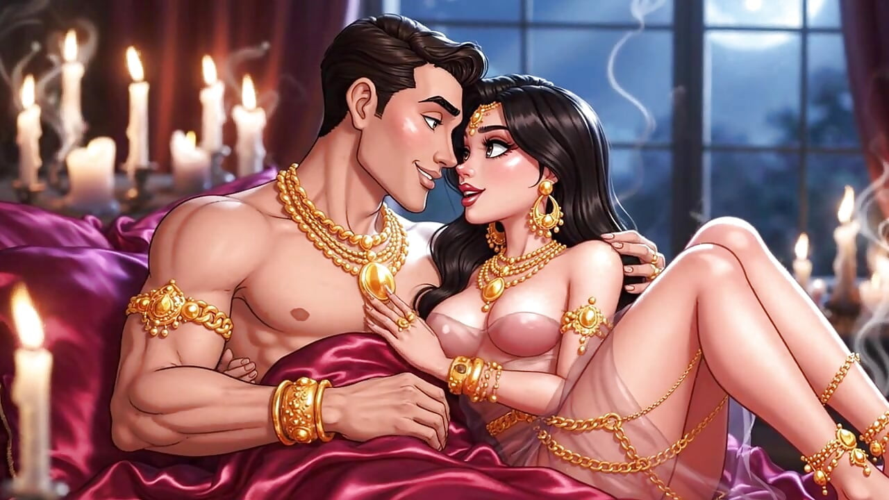 Hot Cartoon Par Romantisk Nat Lidenskab Kompilering - Guld Smykker Sensuel Animeret Kærlighed