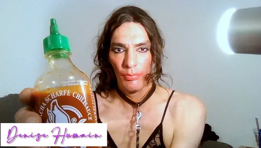 Extreme Painanal large dildo with chilli sauce pushes Denise to her limits and makes her cry.