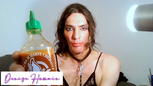 Extreme Painanal large dildo with chilli sauce pushes Denise to her limits and makes her cry.