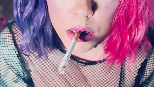 A Pretty In Pink Princess, Tina Snua, Chain Smokes 2 Cigarettes With Match Light Ups - Smoking Smoker