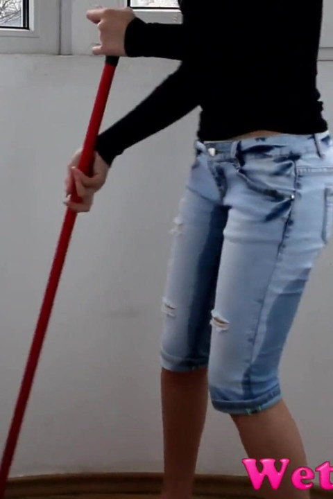 Maya Wetting Her Sexy Jeans on the Balcony