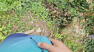 Risky Outdoor Jerk off - Almost Caught & Huge Cumshot in the Woods