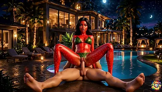 Gairah di pinggir kolam renang di bawah bintang -ai hentai asmr