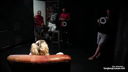 Innocent girl takes her clothes off in interview