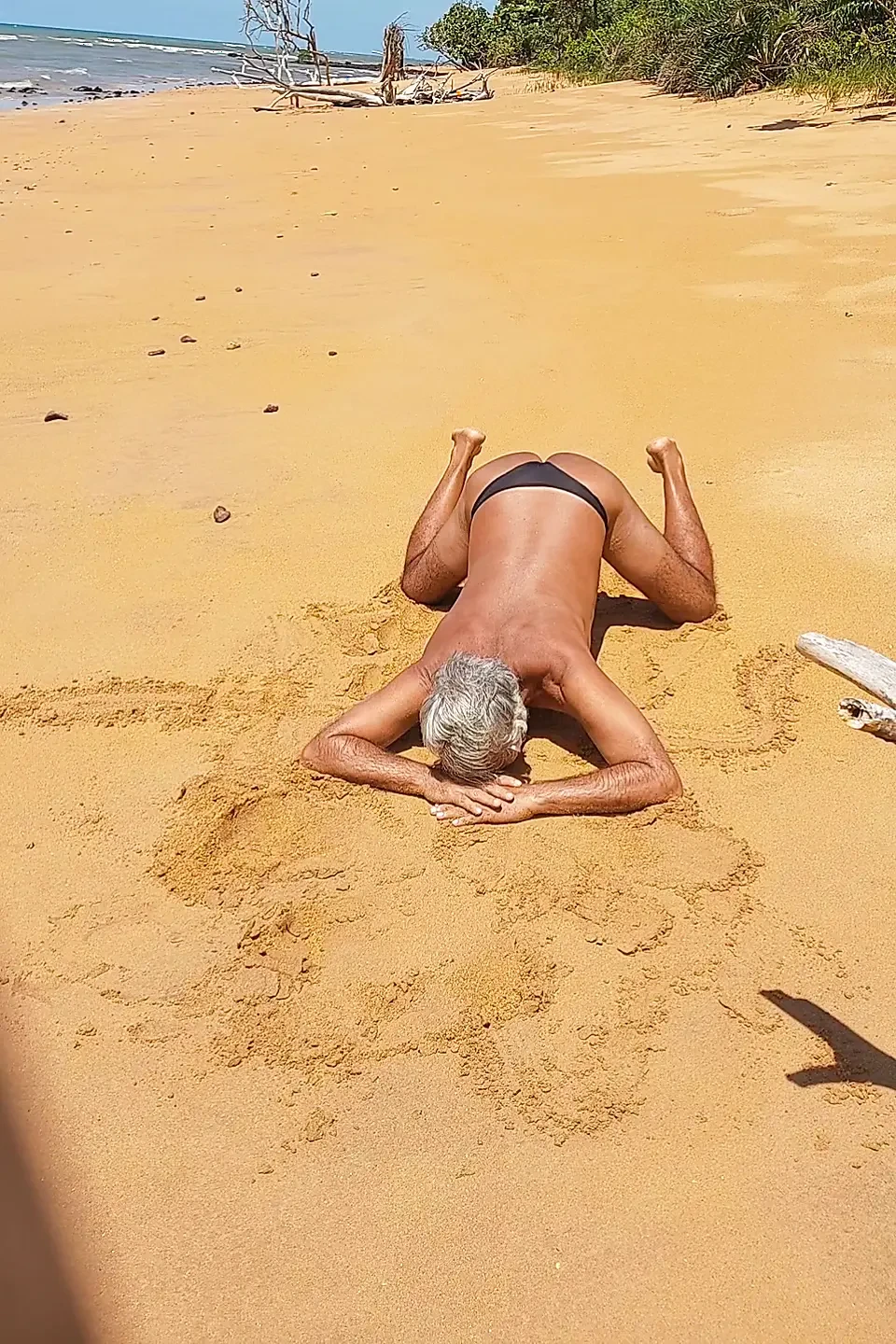 Ladysilva femboy on the beach in panties that sexy and hot ass