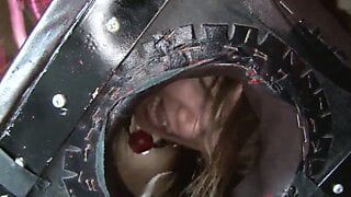 Hot sex slave gilr gets her clit teased with toys in a dungeon