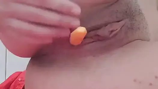 Trying to Put This Carrots Into My Tiny Holes