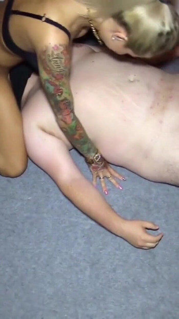 Thrilling moment from "CFNM Femdom Handjob for Ugly Guy by two German Teen"