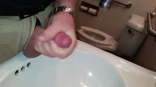 Cumming in bathroom sink