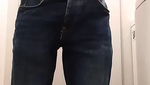 Jim masturbates naked in the airplane toilet and explodes a big load