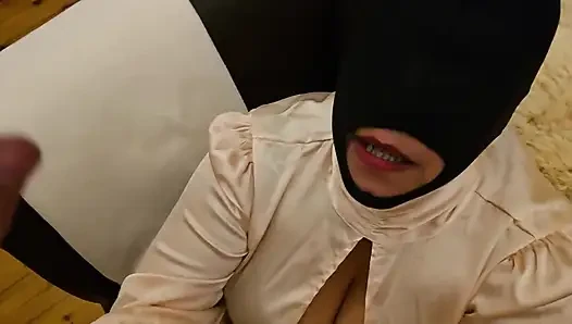 Mini Skirt BJ Until He Cums Down My Cleavage