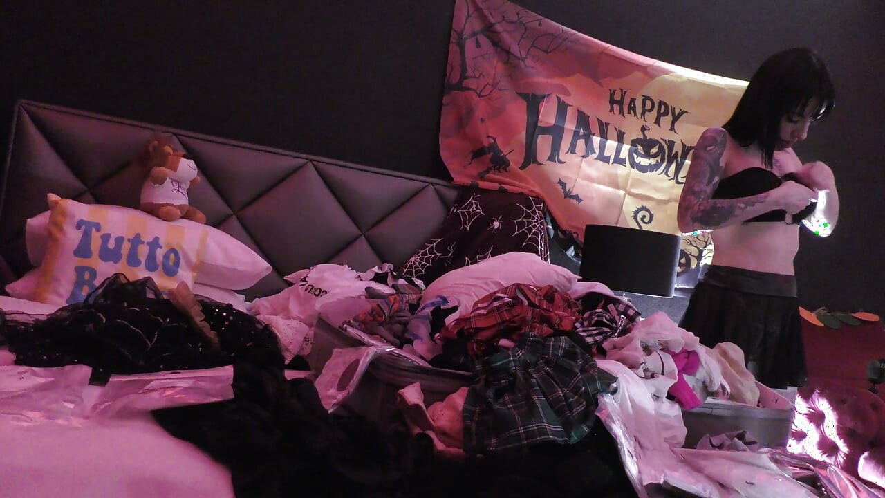 Absolute seduction and cock tease with super intense handjob for Halloween from a horny and sexy brunette babe