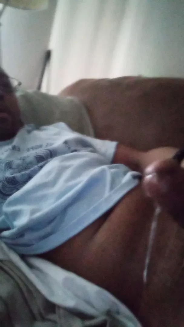 Black dick unleashes load solo on sofa