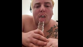 Fat hairy trans guy sucks and rides dildos