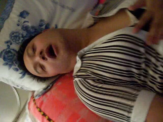 Dirty sissy crossdress slut man whore squirming crazy masturbation orgasm while wearing girlfriend's bra shirt and sweater