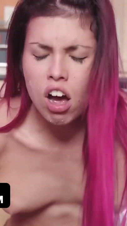 Teen girl pussy gets wet and creaming while take deep a BBC | Clip 3