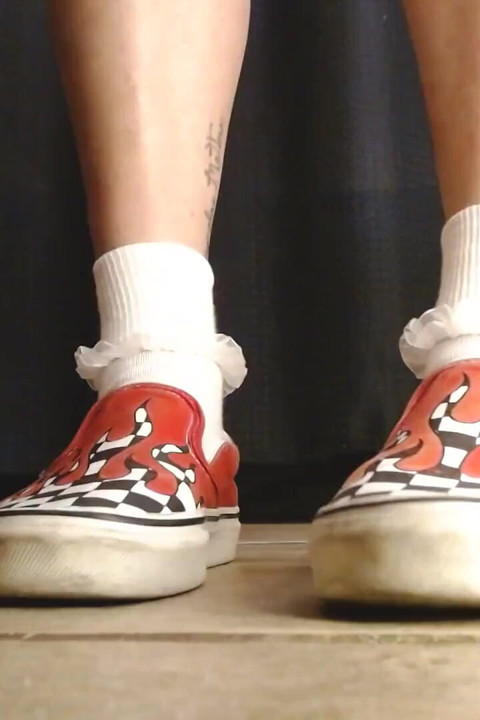 Ruffled White Socks Vans Flame Sneakers Shoeplay