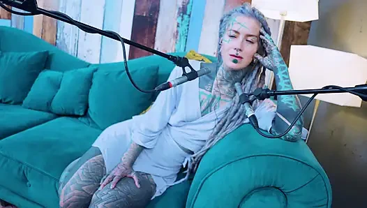 I talk about M - Music - ASMR podcast SFW talking goth skinny girl dreadlocks tattoo model inked girl