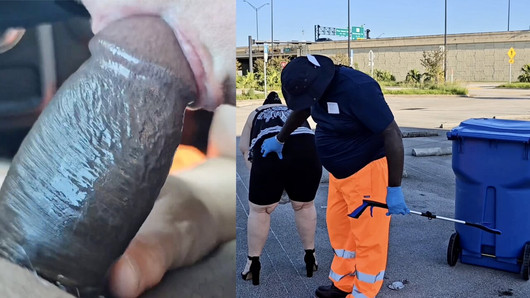 El limpiador de la calle me dejó limpiar su polla con mi boca y limpió mi vagina - Jamdown26 - semen en boca, cum gollow, pov