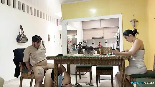 I fuck my girlfriend's daughter 18+ at the table while she doesn't see us!