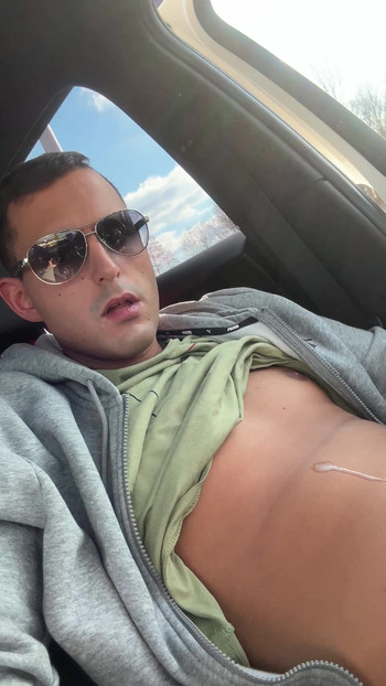 Emotional moment from "German boy jerks off in public parking lot"