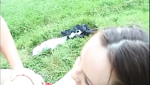 Outdoor Group Bang with Dripping Cum and Sloppy Blowjobs