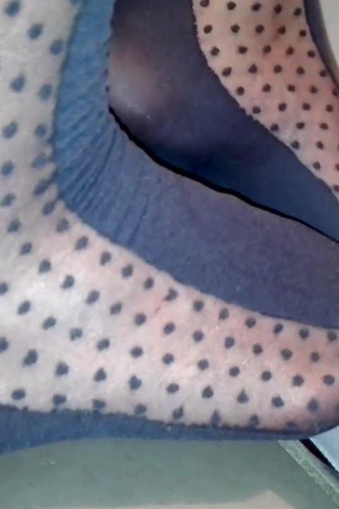 Sensual Shoeplay in Grey Patent Pumps and Blue Charmant Pantyhose