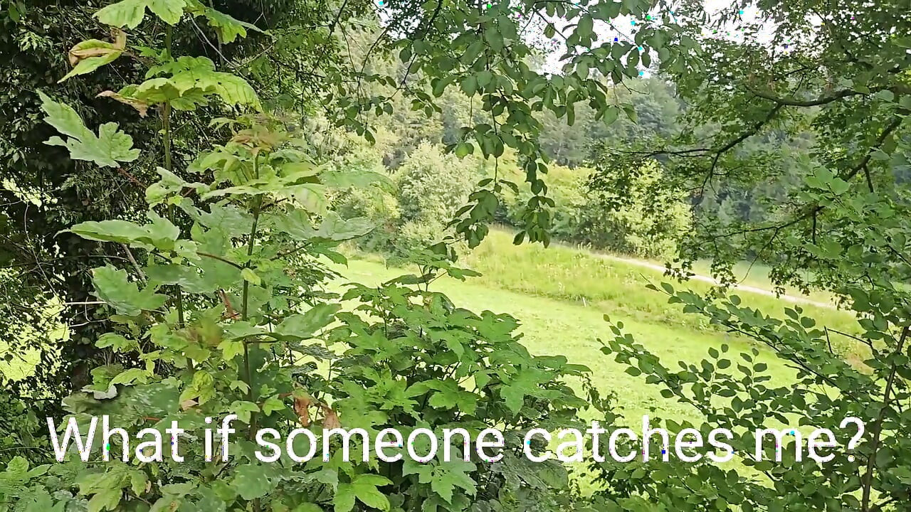 Risky Outdoor Jerk off - Almost Caught & Huge Cumshot in the Woods