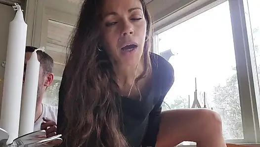 Hot milf gets her pussy and ass stretched by a dildo used by the delivery guy