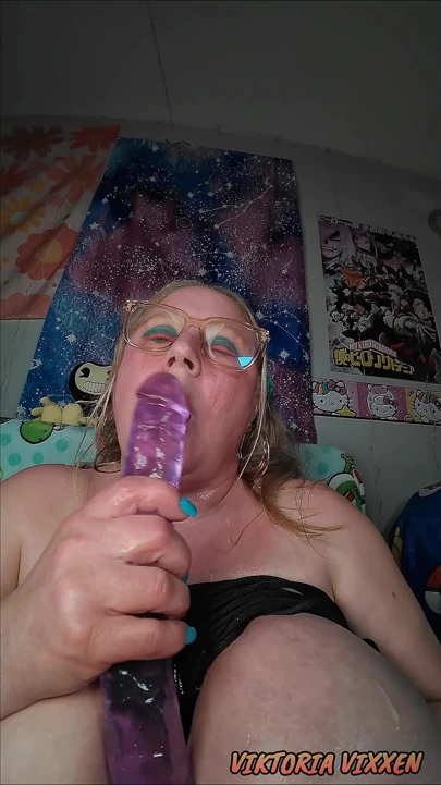 Busty Big Boobs MILF 14 Inch Dildo Throat Training