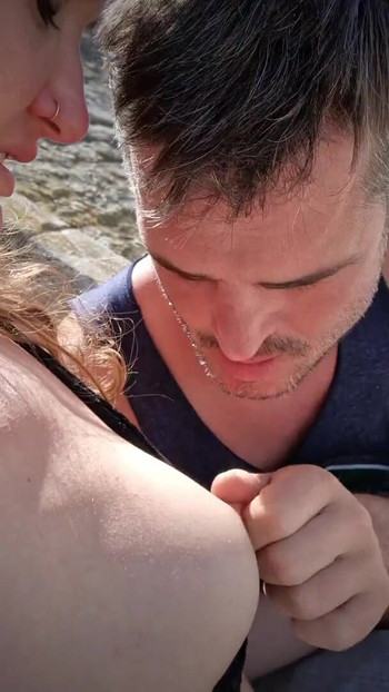 Key moment from "Making out in Arles (France) & fingering her wet pussy - Public Nudity"