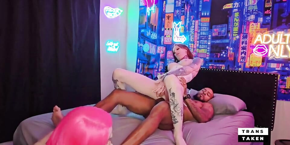 Hot Trans Threesome with Two Busty Trans Babes & BBC