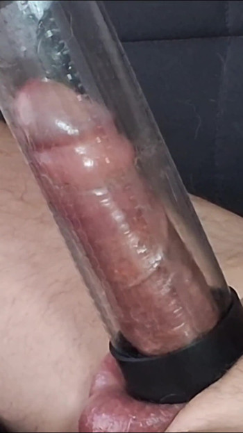 Amateur with Pump and Prostate Massage for Double Orgasm