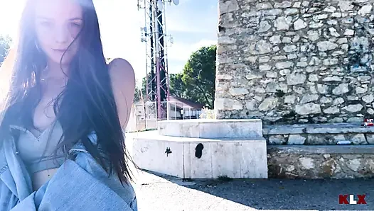 Public Blowjob Interrupted... Ended in the Car with a Big Cum Swallow - KLX