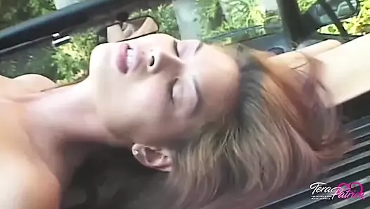 Hot Tera Patrick Takes Her Boyfriend's Dick Outdoors Next To His Car!