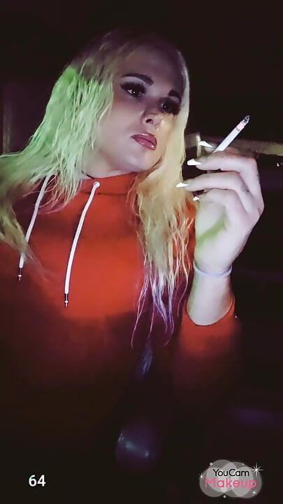 Hot Tranny Smoking 120's in Public